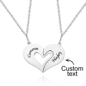 Personalized Engraved Heart Puzzle Necklace Custom Creative Pendant For Couples