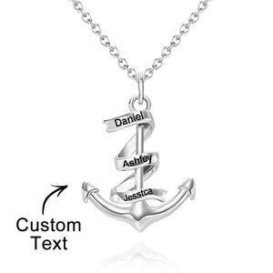 Custom Engraved Necklace Anchor Pendant Necklace Creative Gift
