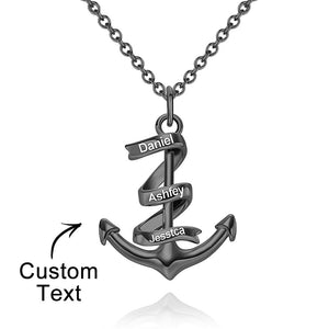 Custom Engraved Necklace Anchor Pendant Necklace Creative Gift