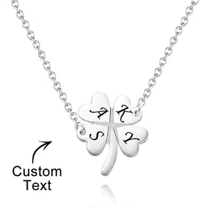 Custom Engraved Necklace Loving Lucky Leaf Necklace Gift for Women
