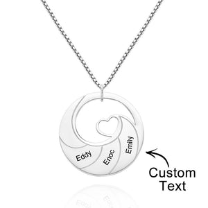 Custom Engraved Necklace Round Spiral Heart Simple Gifts