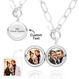 Personalized Photo Elegant Locket Necklace Engraved Pendant Chain Necklace for Her
