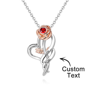 Personalized Rose Necklace with Red Birthstone Pretty Gift for Mom