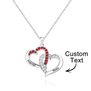 Custom Engraved Necklace Interlocked Heart Design Gifts