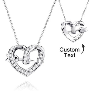 Arrow of Love Engraved Necklace Personalized Diamond Heart Pendant Gift for Her