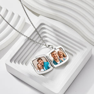 Custom Locket Photo Necklace Personalized Engraved Memorial Picture Pendant Gift For Her