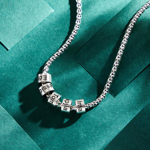 Custom Engraved Necklace Bead Collarbone Chain Men's Gifts