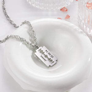 Custom Engraved Necklace Razor Blade Pendant Necklace Fashion Gift for Men