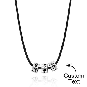 Custom Engraved Necklace Tube Bead Braided Necklace Gift for Men
