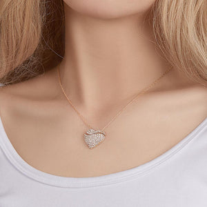 Custom Engraved Openable Message Necklace Heart Shaped Rhinestone Necklace