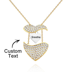 Custom Engraved Openable Message Necklace Heart Shaped Rhinestone Necklace