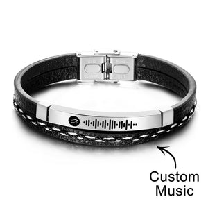 Scannable Spotify Code Custom Music Bracelet Leather Gifts