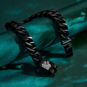 Custom Photo Engraved Thick Chain Bracelet Punk Gifts For Him