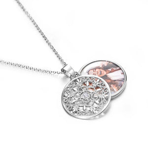 Custom Photo Necklace Ornate Round Swivel Locket Couple Gifts
