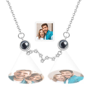 Custom Double Projection Photo Necklace Big Dipper Gifts for Girlfriend