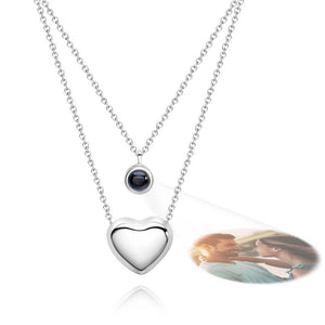 Custom Projection Necklace Double Layer Heart Couple Gift