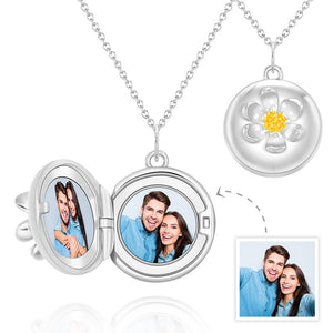 Custom Photo Necklace Daisy Pendant Creative Couple Gifts