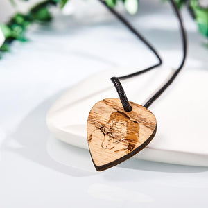 Personalized Photo Wooden Necklace Custom Engraved Love Infinity Pendant Valentine's Day Gift