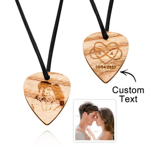 Personalized Photo Wooden Necklace Custom Engraved Love Infinity Pendant Valentine's Day Gift