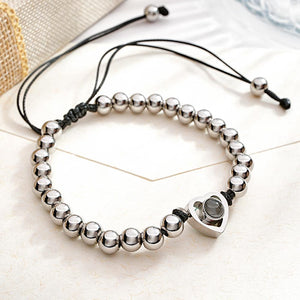 Custom Photo Projection Bracelet Personalized Heart Beads Adjustable Bracelet Gifts For Women