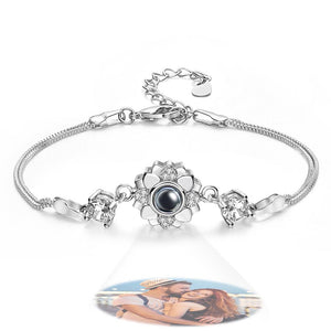 Custom Photo Projection Bracelet Flower Romantic Commemorate Gifts for Girlfriend - 