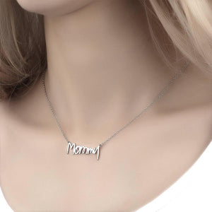 Custom Handwriting Name Necklace Platinum Plated Silver