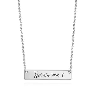 Custom Handwriting Necklace Engraved Handwriting Bar Necklace Copper in Silver