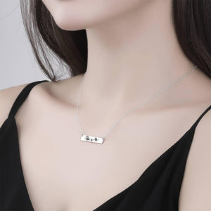 Custom Kids Drawing Photo Neckalce Bar Neckalce Copper in Silver