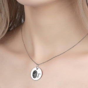 Custom Actual Fingerprint Handwriting Photo Necklace Copper in Silver