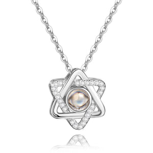 Personalized Projection Six Star Photo Necklace - Silver - YourPhotoNecklaceau