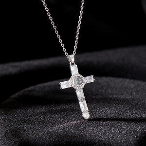 Custom Photo Projection Necklace Cross Commemorative Gifts