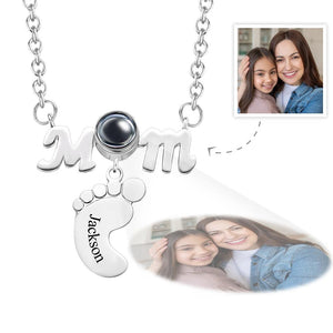 Custom Projection Engraved Necklace Funny Feet Mother's Day Gifts