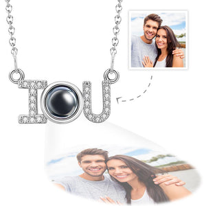 Custom Projection Necklace I Love U Romantic Memorial Couple Gifts