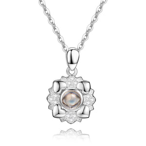 Personalized Projection Photo Four Little Heart Necklace Silver - YourPhotoNecklaceau