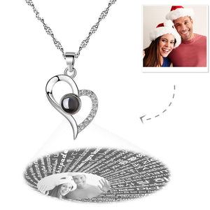 Personalized Photo With 100 Languages Says I Love You Projection Necklace Silver Christmas Gifts
