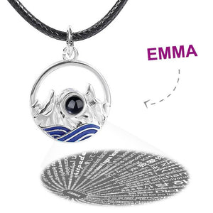 I Love You Necklace in 100 Languages Projection Engraved Necklace Unique Gift Silver - Men's