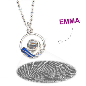 I Love You Necklace in 100 Languages Projection Engraved Necklace Unique Gift Silver - Women's