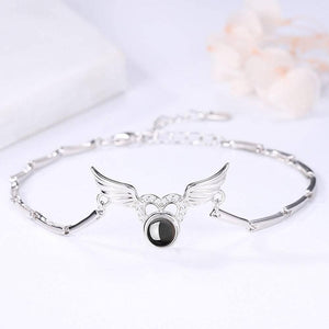 Projection Photo Projection Bracelet I Love You Bracelet in 100 Languages Silver Angle Wings
