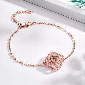 Custom Clover Photo Projection Bracelet Personalized Picture Inside Bracelet Keepsake Jewelry