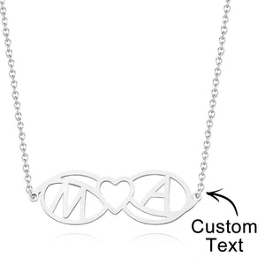 Love Name Necklace Personalized Love Heart Infinity Initials Necklace Gift for Her
