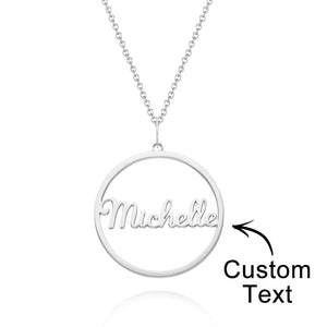 Custom Engraved Necklace Simple Circular Pendant Necklace Gift for Mom