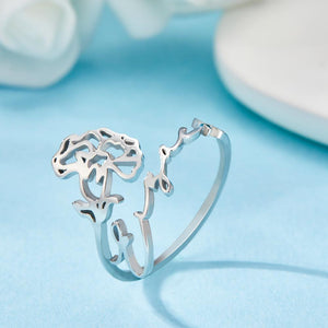 Custom Name Birth Month Flower Ring Dainty Floral Jewelry Birthday Gift January Carnation