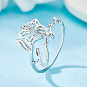 Custom Name Birth Month Flower Ring Dainty Floral Jewelry Birthday Gift December Narcissus