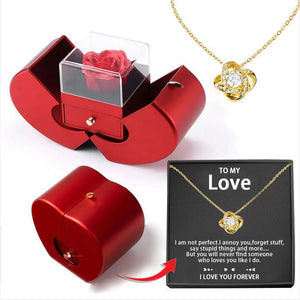 To My Love Necklace with Eternity Flower Red Rose Gift Box Set