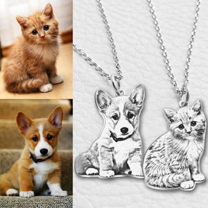 Photo Engraved Necklace Pet Tag Pendant Silver For Her