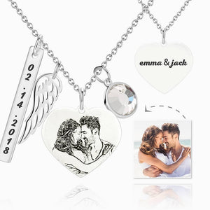 Women's Photo Engraved Tag Necklace With Engraving Silver