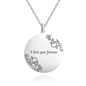 Custom Round Photo Necklace Engraving Neckalce Silver