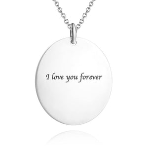 Personalized Oval Engraved Photo Necklace Silver