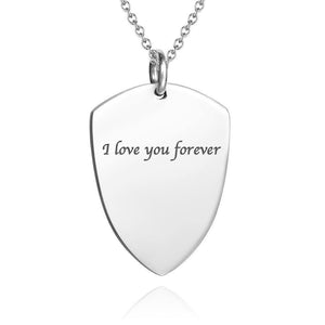 Custom Shield Engraved Photo Necklace