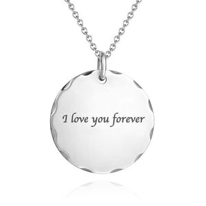 Personalized Round  Engraved Photo Necklace Silver Retro